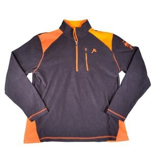 Pheasants Forever Sweatshirt Men Large Grey Orange Quarter Zip Stretch Hunting